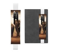 FJWSLCH Adjustable Pen Holder Elastic Band Pencil Pouch Clip PU Leather Pen Sleeve Pouch for Hardcover Journals Wild Animals Elephants Pencil Holder for Notebook, Hold 2-3 Pens, White
