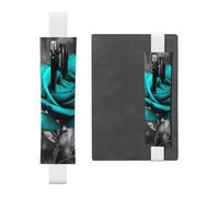 FJWSLCH Adjustable Pen Holder Elastic Band Pencil Pouch Clip PU Leather Pen Sleeve Pouch for Hardcover Journals Teal Grey Rose Pencil Holder for Notebook, Hold 2-3 Pens, White