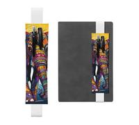 FJWSLCH Adjustable Pen Holder Elastic Band Pencil Pouch Clip PU Leather Pen Sleeve Pouch for Hardcover Journals Colorful Elephant Pencil Holder for Notebook, Hold 2-3 Pens, White