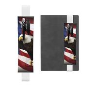 FJWSLCH Adjustable Pen Holder Elastic Band Pencil Pouch Clip PU Leather Pen Sleeve Pouch for Hardcover Journals American Flag Fly Eagle Pencil Holder for Notebook, Hold 2-3 Pens, White