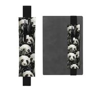 FJWSLCH Adjustable Pen Holder Elastic Band Pencil Pouch Clip PU Leather Pen Sleeve Pouch for Hardcover Journals Panda Graphic Black and White Pencil Holder for Notebook, Hold 2-3 Pens, Black
