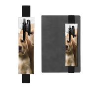 FJWSLCH Adjustable Pen Holder Elastic Band Pencil Pouch Clip PU Leather Pen Sleeve Pouch for Hardcover Journals Funny Labrador Puppy Dog Pencil Holder for Notebook, Hold 2-3 Pens, Black