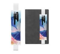 FJWSLCH Adjustable Pen Holder Elastic Band Pencil Pouch Clip PU Leather Pen Sleeve Pouch for Hardcover Journals Sea Animals Stingrays Pencil Holder for Notebook, Hold 2-3 Pens, White