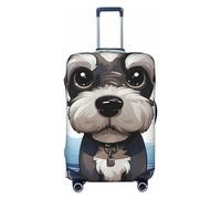 FJWSLCH adorable schnauzer Luggage Cover for Suitcase TSA Approved Elastic Suitcase Cover Anti-Scratch Travel Luggage Protector Cover Washable Trolley Case Cover Fit 18-32 Inch Luggage, Black, M