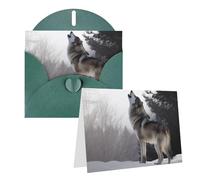 FJWSLCH All Occasion Greeting Cards Set howling wolf Birthday Card Blank Note Cards with Envelopes 6x4 Inches Blank Greeting Card Thank You Card, Thinking of You Cards