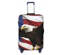 FJWSLCH American Flag Fly Eagle Luggage Cover for Suitcase TSA Approved Elastic Suitcase Cover Anti-Scratch Travel Luggage Protector Cover Washable Trolley Case Cover Fit 18-32 Inch Luggage, Black, M