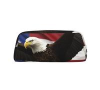 FJWSLCH American Flag Fly Eagle Makeup Bag Travel Cosmetic Bag for Women Men Pencil Case Zipper Toiletry Bag Purse, Silver, One Size