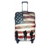 FJWSLCH American Flag Veterans Day Luggage Cover for Suitcase TSA Approved Elastic Suitcase Cover Anti-Scratch Travel Luggage Protector Cover Washable Trolley Case Cover Fit 18-32 Inch Luggage, Black,