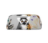 FJWSLCH Animals Lemur Flowers Pattern Makeup Bag Travel Cosmetic Bag for Women Men Pencil Case Zipper Toiletry Bag Purse, Gold, One Size