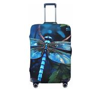 FJWSLCH Art Blue Dragonfly Luggage Cover for Suitcase TSA Approved Elastic Suitcase Cover Anti-Scratch Travel Luggage Protector Cover Washable Trolley Case Cover Fit 18-32 Inch Luggage, Black, S