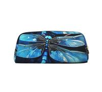 FJWSLCH Art Blue Dragonfly Makeup Bag Travel Cosmetic Bag for Women Men Pencil Case Zipper Toiletry Bag Purse, Gold, One Size