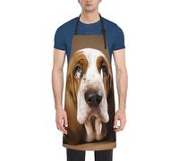 FJWSLCH Basset Hound Apron Waterproof Apron with 2 Pockets Multi Purpose Work Aprons Kitchen Aprons for Men Women Adjustable Cooking Bib Apron for Baking Grilling, Black, One size