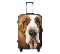 FJWSLCH Basset Hound Luggage Cover for Suitcase TSA Approved Elastic Suitcase Cover Anti-Scratch Travel Luggage Protector Cover Washable Trolley Case Cover Fit 18-32 Inch Luggage, Black, M
