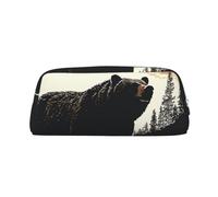 FJWSLCH Bear silhouette Makeup Bag Travel Cosmetic Bag for Women Men Pencil Case Zipper Toiletry Bag Purse, Silver, One Size