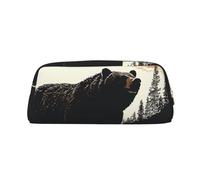 FJWSLCH Bear silhouette Makeup Bag Travel Cosmetic Bag for Women Men Pencil Case Zipper Toiletry Bag Purse, Gold, One Size