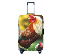 FJWSLCH Beautiful Rooster Hen Luggage Cover for Suitcase TSA Approved Elastic Suitcase Cover Anti-Scratch Travel Luggage Protector Cover Washable Trolley Case Cover Fit 18-32 Inch Luggage, Black, XL