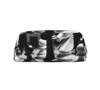 FJWSLCH black and white chess Makeup Bag Travel Cosmetic Bag for Women Men Pencil Case Zipper Toiletry Bag Purse, Gold, One Size