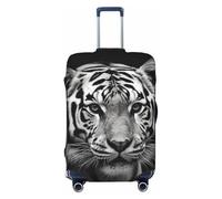 FJWSLCH Black and white tiger Luggage Cover for Suitcase TSA Approved Elastic Suitcase Cover Anti-Scratch Travel Luggage Protector Cover Washable Trolley Case Cover Fit 18-32 Inch Luggage, Black, L