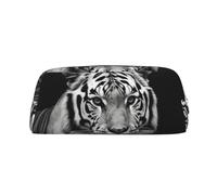 FJWSLCH Black and white tiger Makeup Bag Travel Cosmetic Bag for Women Men Pencil Case Zipper Toiletry Bag Purse, Gold, One Size