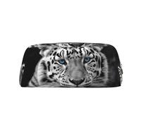FJWSLCH Black and white tiger Makeup Bag Travel Cosmetic Bag for Women Men Pencil Case Zipper Toiletry Bag Purse, Gold, One Size