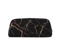 FJWSLCH Black Gold Marble Makeup Bag Travel Cosmetic Bag for Women Men Pencil Case Zipper Toiletry Bag Purse, Silver, One Size