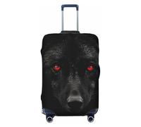 FJWSLCH Black Red Eyed Wolf Luggage Cover for Suitcase TSA Approved Elastic Suitcase Cover Anti-Scratch Travel Luggage Protector Cover Washable Trolley Case Cover Fit 18-32 Inch Luggage, Black, S