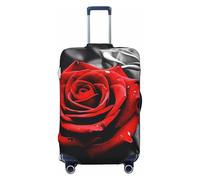 FJWSLCH Black White and Red Roses Luggage Cover for Suitcase TSA Approved Elastic Suitcase Cover Anti-Scratch Travel Luggage Protector Cover Washable Trolley Case Cover Fit 18-32 Inch Luggage, Black,