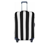 FJWSLCH Black & White Stripe Luggage Cover for Suitcase TSA Approved Elastic Suitcase Cover Anti-Scratch Travel Luggage Protector Cover Washable Trolley Case Cover Fit 18-32 Inch Luggage, Black, L