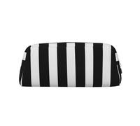 FJWSLCH Black & White Stripe Makeup Bag Travel Cosmetic Bag for Women Men Pencil Case Zipper Toiletry Bag Purse, Silver, One Size