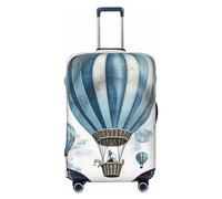 FJWSLCH Blue Hot Air Balloon Luggage Cover for Suitcase TSA Approved Elastic Suitcase Cover Anti-Scratch Travel Luggage Protector Cover Washable Trolley Case Cover Fit 18-32 Inch Luggage, Black, S