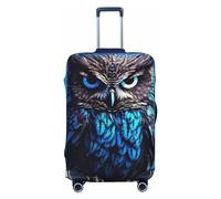 FJWSLCH Blue Owl Luggage Cover for Suitcase TSA Approved Elastic Suitcase Cover Anti-Scratch Travel Luggage Protector Cover Washable Trolley Case Cover Fit 18-32 Inch Luggage, Black, XL