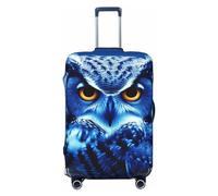 FJWSLCH Blue Owl Luggage Cover for Suitcase TSA Approved Elastic Suitcase Cover Anti-Scratch Travel Luggage Protector Cover Washable Trolley Case Cover Fit 18-32 Inch Luggage, Black, S