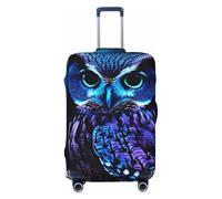 FJWSLCH Blue Owl Luggage Cover for Suitcase TSA Approved Elastic Suitcase Cover Anti-Scratch Travel Luggage Protector Cover Washable Trolley Case Cover Fit 18-32 Inch Luggage, Black, XL