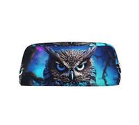 FJWSLCH Blue Owl Makeup Bag Travel Cosmetic Bag for Women Men Pencil Case Zipper Toiletry Bag Purse, Gold, One Size