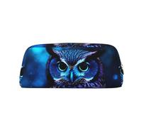FJWSLCH Blue Owl Makeup Bag Travel Cosmetic Bag for Women Men Pencil Case Zipper Toiletry Bag Purse, Gold, One Size
