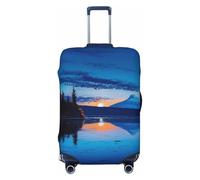 FJWSLCH Blue Sunset Luggage Cover for Suitcase TSA Approved Elastic Suitcase Cover Anti-Scratch Travel Luggage Protector Cover Washable Trolley Case Cover Fit 18-32 Inch Luggage, Black, M