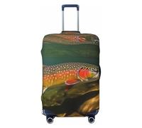 FJWSLCH Brook Trout Fly Fishing Luggage Cover for Suitcase TSA Approved Elastic Suitcase Cover Anti-Scratch Travel Luggage Protector Cover Washable Trolley Case Cover Fit 18-32 Inch Luggage, Black, XL