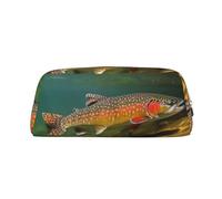 FJWSLCH Brook Trout Fly Fishing Makeup Bag Travel Cosmetic Bag for Women Men Pencil Case Zipper Toiletry Bag Purse, Gold, One Size