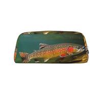 FJWSLCH Brook Trout Fly Fishing Makeup Bag Travel Cosmetic Bag for Women Men Pencil Case Zipper Toiletry Bag Purse, Silver, One Size