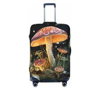 FJWSLCH Butterfly Mushroom Luggage Cover for Suitcase TSA Approved Elastic Suitcase Cover Anti-Scratch Travel Luggage Protector Cover Washable Trolley Case Cover Fit 18-32 Inch Luggage, Black, M
