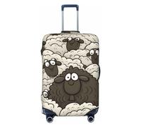 FJWSLCH Cartoon Black White Sheep Luggage Cover for Suitcase TSA Approved Elastic Suitcase Cover Anti-Scratch Travel Luggage Protector Cover Washable Trolley Case Cover Fit 18-32 Inch Luggage, Black,