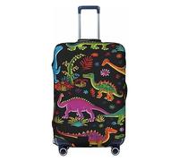 FJWSLCH Cartoon Dinosaur Luggage Cover for Suitcase TSA Approved Elastic Suitcase Cover Anti-Scratch Travel Luggage Protector Cover Washable Trolley Case Cover Fit 18-32 Inch Luggage, Black, M