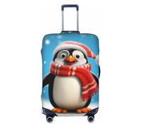 FJWSLCH Christmas Funny Penguins Luggage Cover for Suitcase TSA Approved Elastic Suitcase Cover Anti-Scratch Travel Luggage Protector Cover Washable Trolley Case Cover Fit 18-32 Inch Luggage, Black, L
