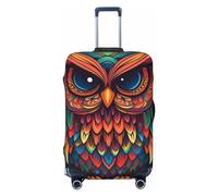 FJWSLCH Color owl pattern Luggage Cover for Suitcase TSA Approved Elastic Suitcase Cover Anti-Scratch Travel Luggage Protector Cover Washable Trolley Case Cover Fit 18-32 Inch Luggage, Black, S