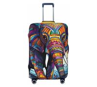 FJWSLCH Colorful Elephant Luggage Cover for Suitcase TSA Approved Elastic Suitcase Cover Anti-Scratch Travel Luggage Protector Cover Washable Trolley Case Cover Fit 18-32 Inch Luggage, Black, S