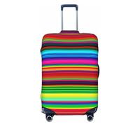 FJWSLCH Colorful Mexican Stripes Luggage Cover for Suitcase TSA Approved Elastic Suitcase Cover Anti-Scratch Travel Luggage Protector Cover Washable Trolley Case Cover Fit 18-32 Inch Luggage, Black,