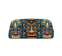 FJWSLCH Colorful tiki mask pattern Makeup Bag Travel Cosmetic Bag for Women Men Pencil Case Zipper Toiletry Bag Purse, Silver, One Size