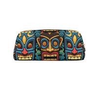 FJWSLCH Colorful tiki mask pattern Makeup Bag Travel Cosmetic Bag for Women Men Pencil Case Zipper Toiletry Bag Purse, Gold, One Size