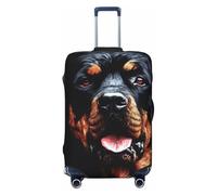 FJWSLCH Cool Rottweiler Dog Art Luggage Cover for Suitcase TSA Approved Elastic Suitcase Cover Anti-Scratch Travel Luggage Protector Cover Washable Trolley Case Cover Fit 18-32 Inch Luggage, Black, M