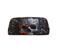 FJWSLCH Cool Skull Graphics Makeup Bag Travel Cosmetic Bag for Women Men Pencil Case Zipper Toiletry Bag Purse, Gold, One Size